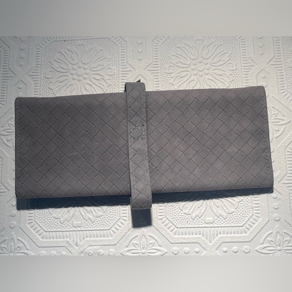 Vintage Leather Gray Travel Jewelry Pouch Roll Bag Made in Italy - Picture 6 of 12